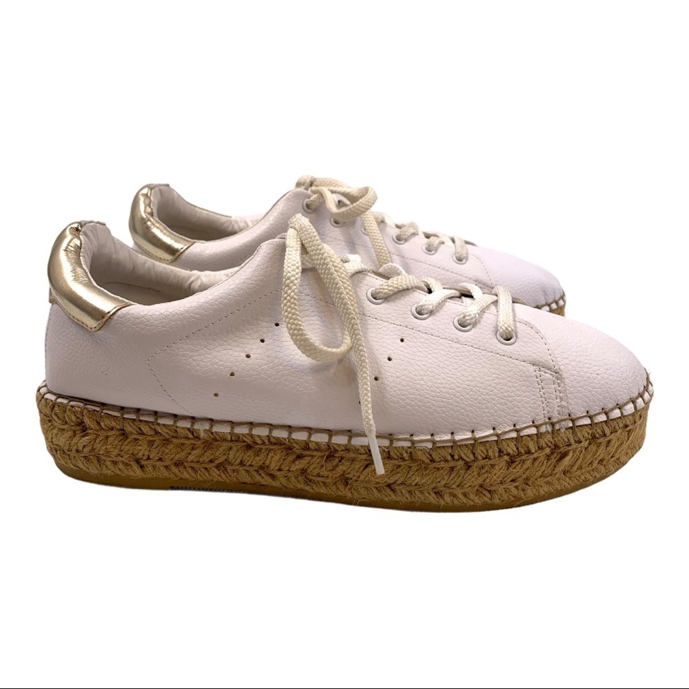 Steve Madden White Vegan Platform Espadrille Casual Shoes Women’s 10